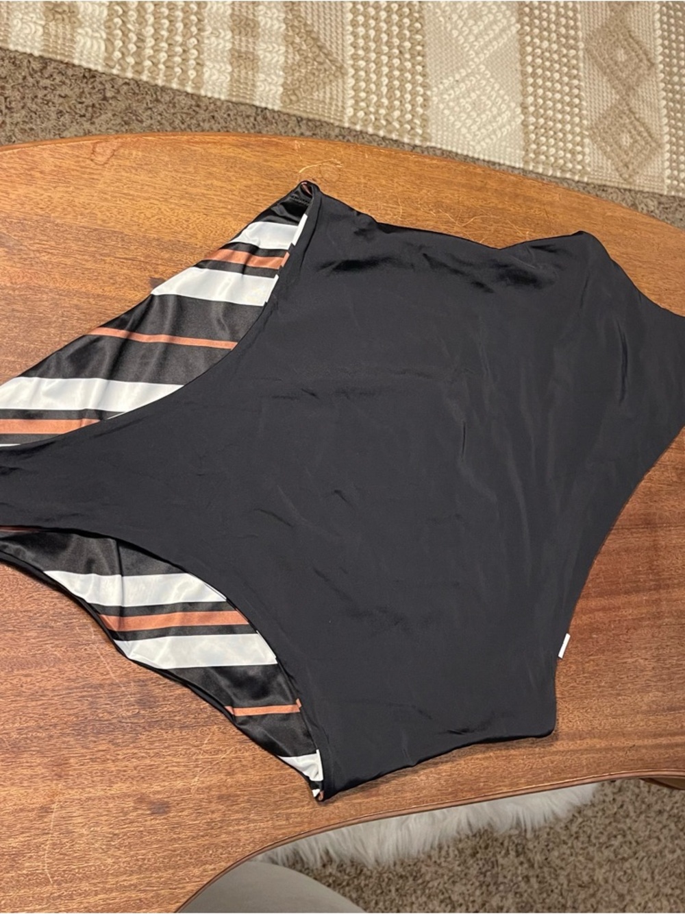 Baiia Black One-Piece Swimsuit with Striped Lining Reversible - Picture 8 of 12
